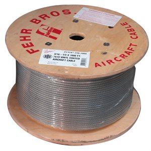 3 / 8-7 / 16 X 5000 FT, 7X19 Clear PVC Coated Hot Dip Galvanized Steel Cable 