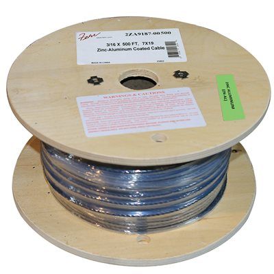 3 / 16 X 500 FT, 7X19 Zinc-Aluminum Coated Cable