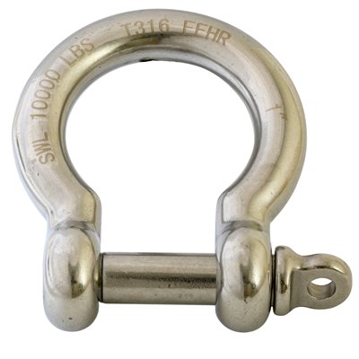 1" Type 316 Stainless Steel Screw Pin Anchor Shackle, (25mm) WLL 10,000 Lbs